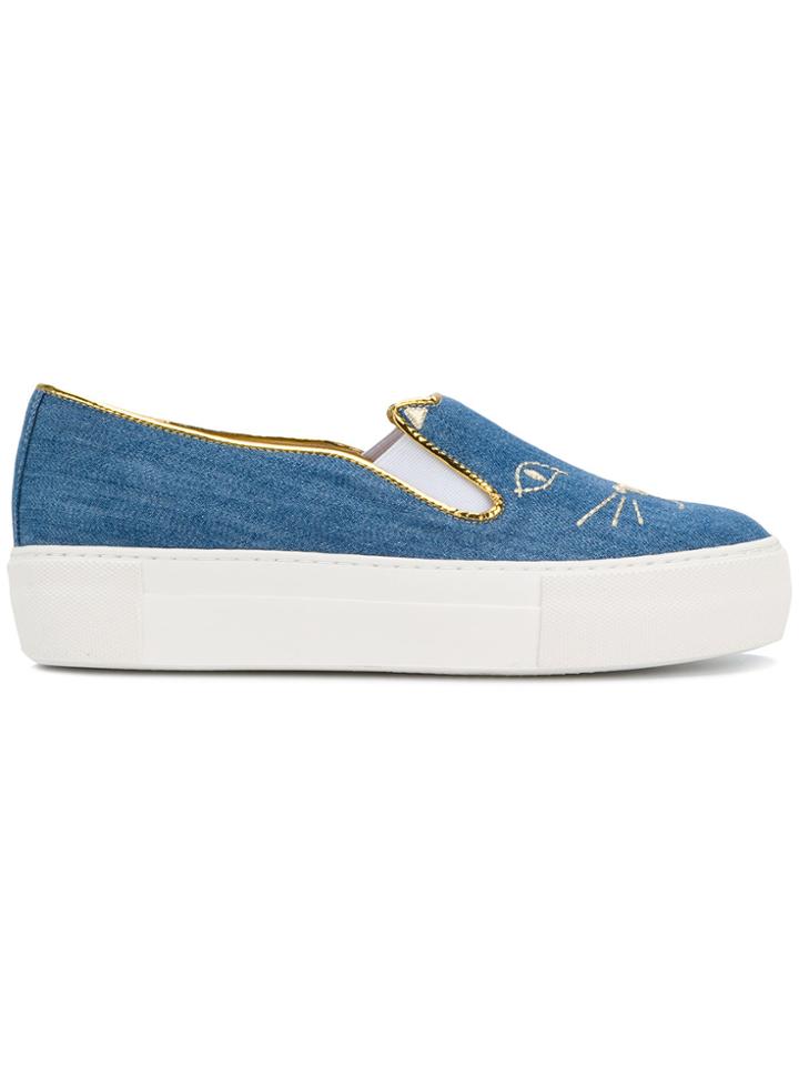 Charlotte Olympia Cool Cats Slip-on Sneakers - Blue
