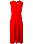 Maison Margiela Gathered Front Evening Dress, Women's, Size: 40, Red, Silk/polyester/polyamide/acetate