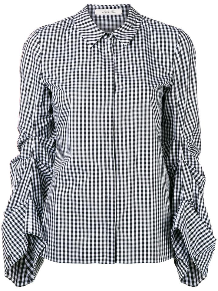 Dorothee Schumacher Gingham Ruched-sleeve Shirt - Black
