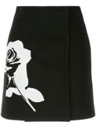 Msgm Printed Rose Mini Skirt - Black