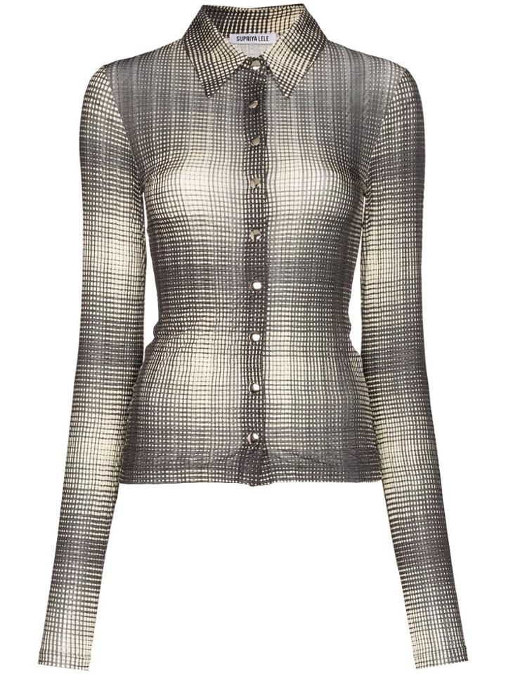 Supriya Lele Graphic Print Mesh Shirt - Grey