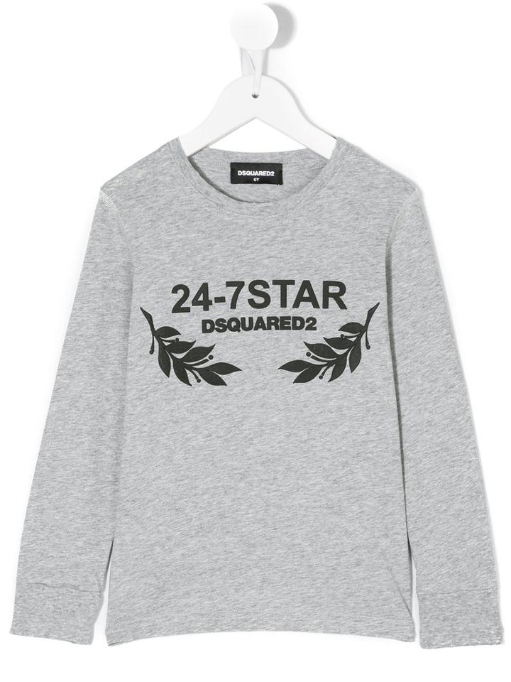 Dsquared2 Kids - Print Long Sleeved T-shirt - Kids - Cotton - 4 Yrs, Grey