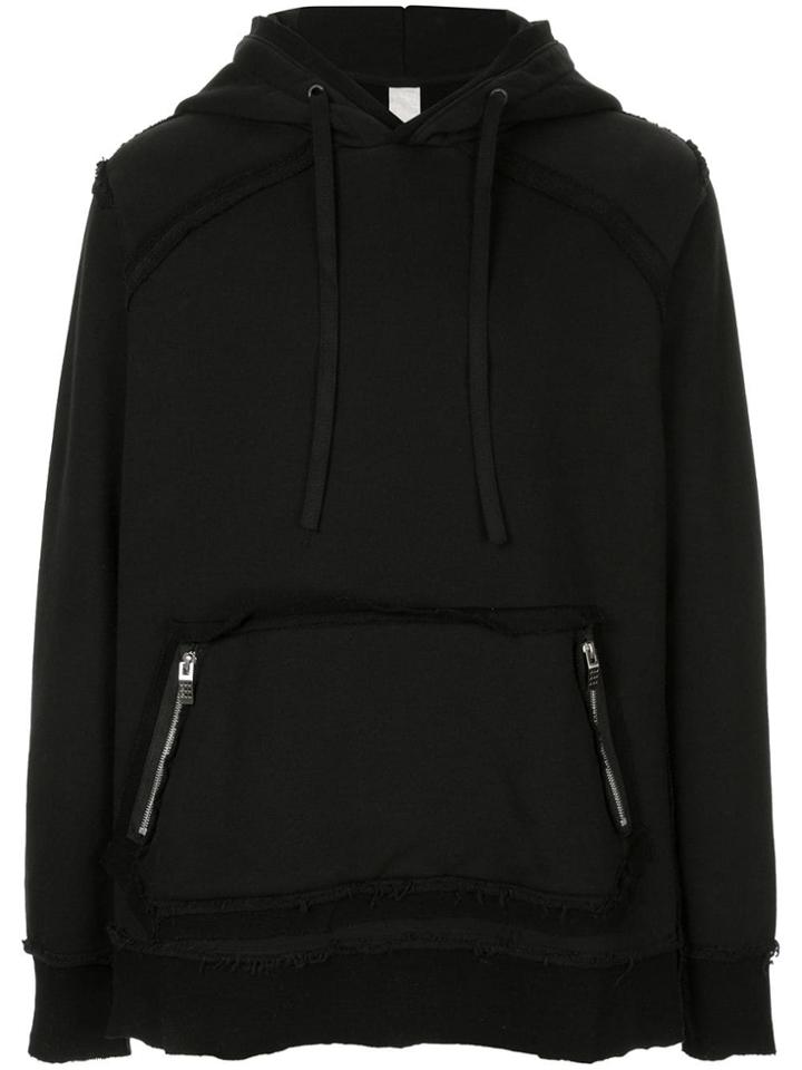 Carpe Diem Casual Raw Hem Hoodie - Black