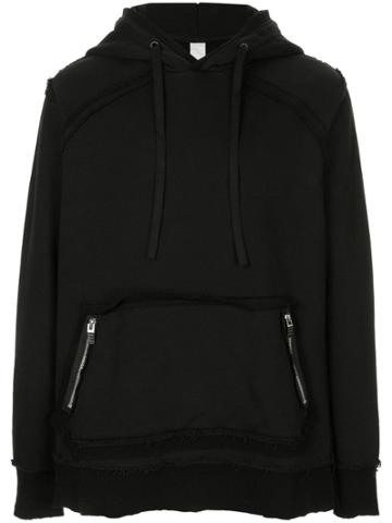 Carpe Diem Casual Raw Hem Hoodie - Black