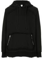 Carpe Diem Casual Raw Hem Hoodie - Black