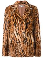 Elizabeth And James Animal Print Coat, Women's, Size: 2, Brown, Goat Fur/polyester/spandex/elastane