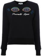 Yazbukey Private Eyes Print Sweatshirt, Women's, Size: Medium, Black, Cotton/polyester