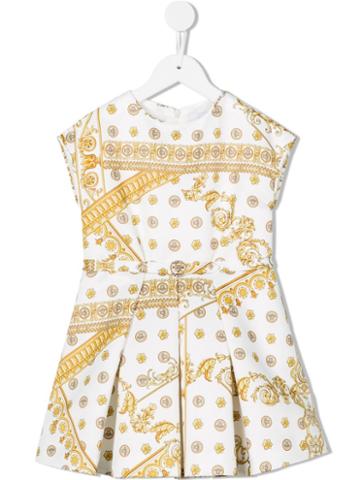 Young Versace 'cornici' Print Dress, Toddler Girl's, Size: 5 Yrs, White
