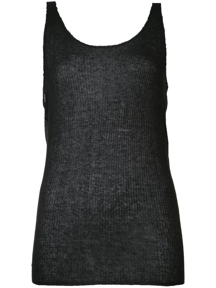 Baja East - Sheer Tank Top - Women - Viscose/cashmere - 0, Women's, Black, Viscose/cashmere