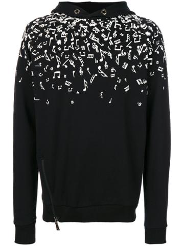 Super Légère Musical Note Print Hoodie - Black