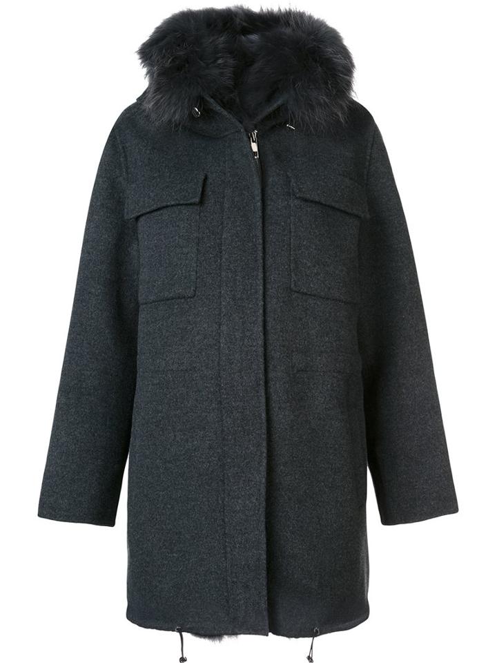 P.a.r.o.s.h. 'lofoxy' Coat, Women's, Size: Medium, Grey, Fox Fur/wool