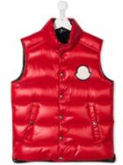 Moncler Kids Logo Patch Gilet - Red