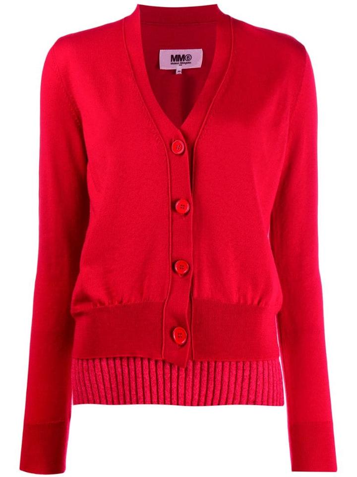 Mm6 Maison Margiela Double-layer Cardigan - Red