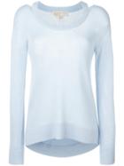 Michael Michael Kors - Perforated Detail Jumper - Women - Nylon/polyester/viscose/cashmere - M, Blue, Nylon/polyester/viscose/cashmere
