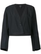 Jil Sander Navy Cropped Flute Sleeve Jacket - Blue