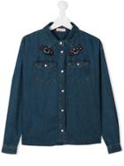 Pinko Kids Embroidered Button-front Shirt - Blue