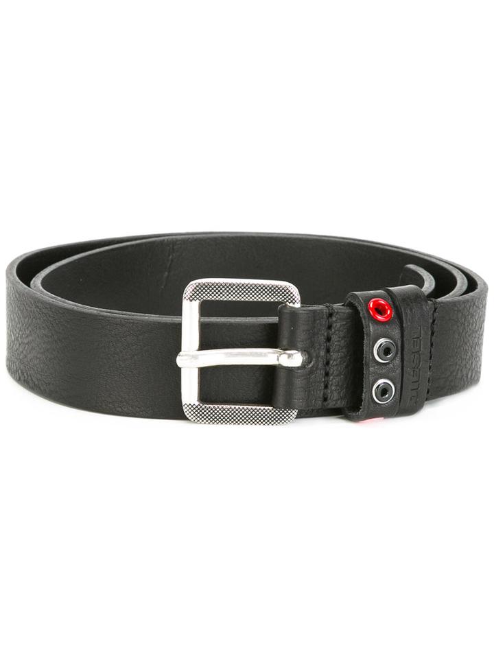 Diesel Contrast Belt, Women's, Size: 85, Black, Calf Leather