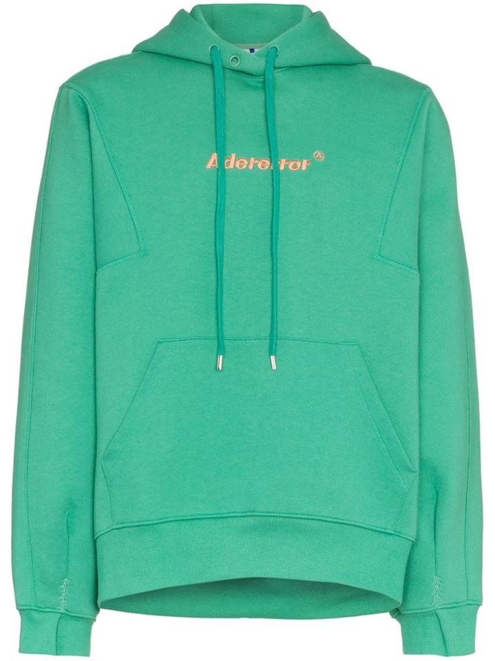 Ader Error Logo Embroidered Cotton Hoodie - Green
