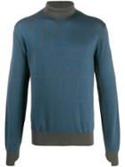 Ermenegildo Zegna Geometric Roll Neck Jumper - Blue