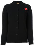 Peter Jensen Waffle Sleeve Cardigan, Women's, Size: Medium, Black, Lambs Wool