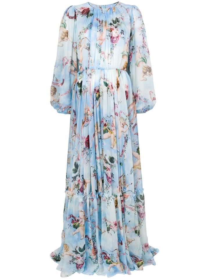 Dolce & Gabbana Cupid Print Maxi Dress - Blue