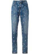 Zoe Karssen Janis Cartoon Eyes Jeans, Women's, Size: 29, Blue, Cotton