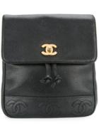 Chanel Vintage Cc Stitch Backpack - Black