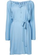 P.a.r.o.s.h. - Long Sleeve Belted Dress - Women - Silk/acetate - Xs, Blue, Silk/acetate
