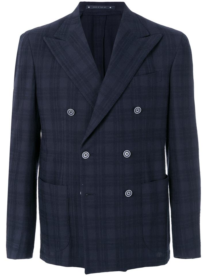 Bagnoli Sartoria Napoli Plaid Double Breasted Blazer - Blue