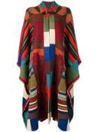 Etro Buckle Fastening Contrast Cape - Red