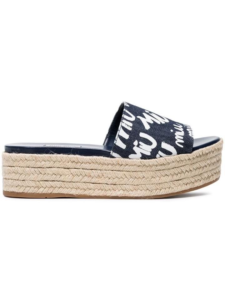 Miu Miu 45 Denim Logo Espadrilles - Blue