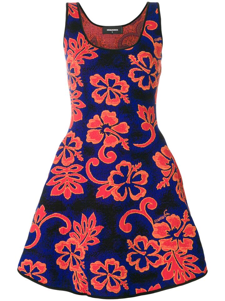 Dsquared2 Floral Patterned Dress - Yellow & Orange