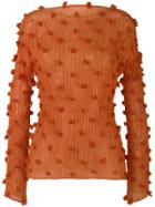 Issey Miyake Vintage Ball Tassel Plissé Top - Orange