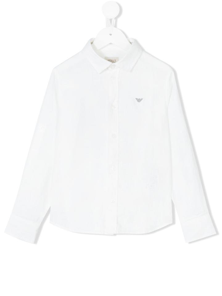 Armani Junior - Logo Print Shirt - Kids - Linen/flax - 8 Yrs, White