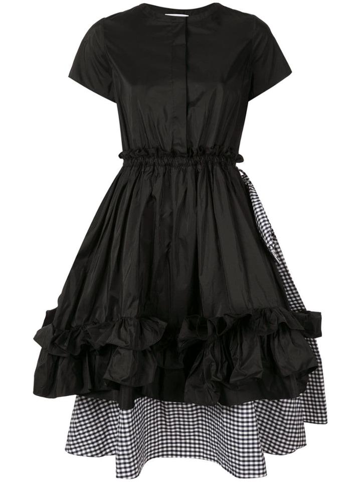 Dice Kayek Layered Checked Ruffle Dress - Black