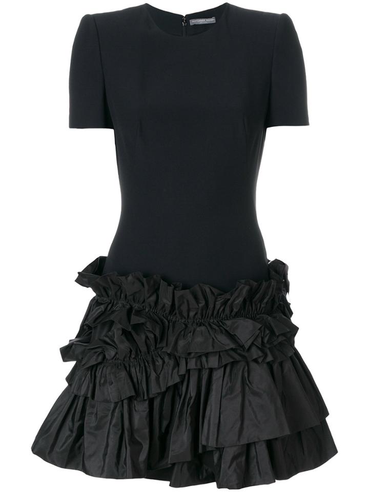 Alexander Mcqueen Dropped Skirt Ruffle Dress - Black