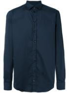 Armani Collezioni Classic Shirt, Men's, Size: Xxl, Blue, Cotton/polyamide/spandex/elastane