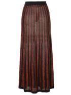 Sonia Rykiel Striped Midi Skirt - Red