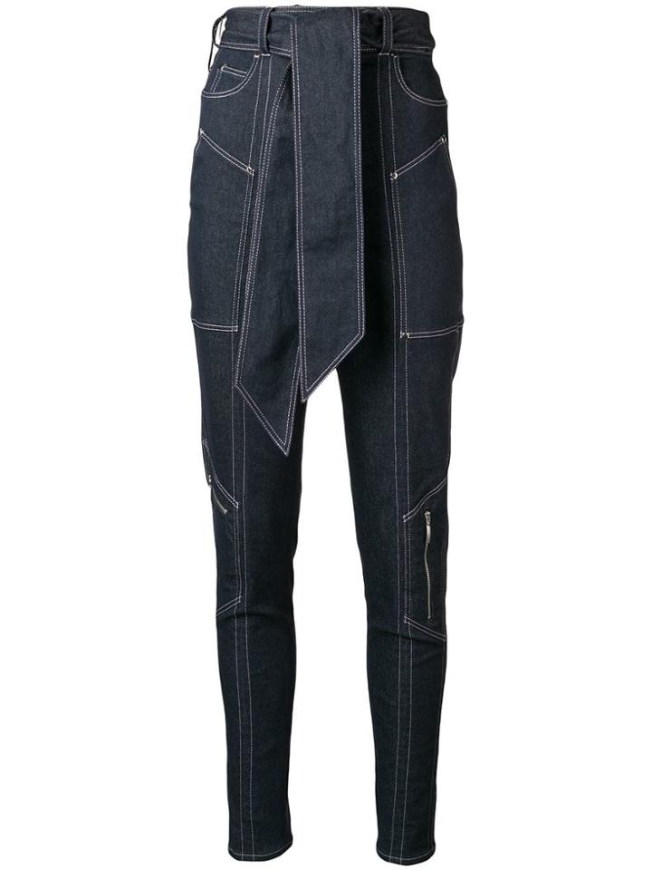 Talbot Runhof Belted Tapered Trousers - Blue