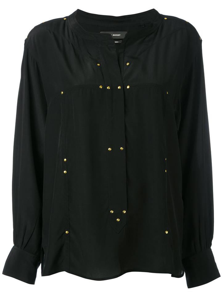 Isabel Marant - Studded Otto Blouse - Women - Silk/brass - 38, Black, Silk/brass