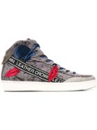 Leather Crown Kiss Hi-top Sneakers - Grey