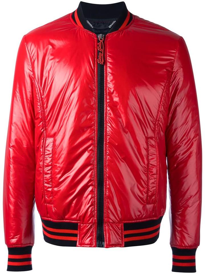 Philipp Plein Dunno Bomber Jacket, Men's, Size: Xl, Red, Nylon