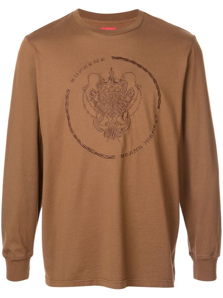 Supreme Embroidered Crest Long T-shirt - Brown