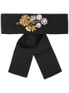 Sara Roka Floral Embroidered Belt - Black