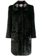 Vivetta Embroidered Faux-fur Coat - Black