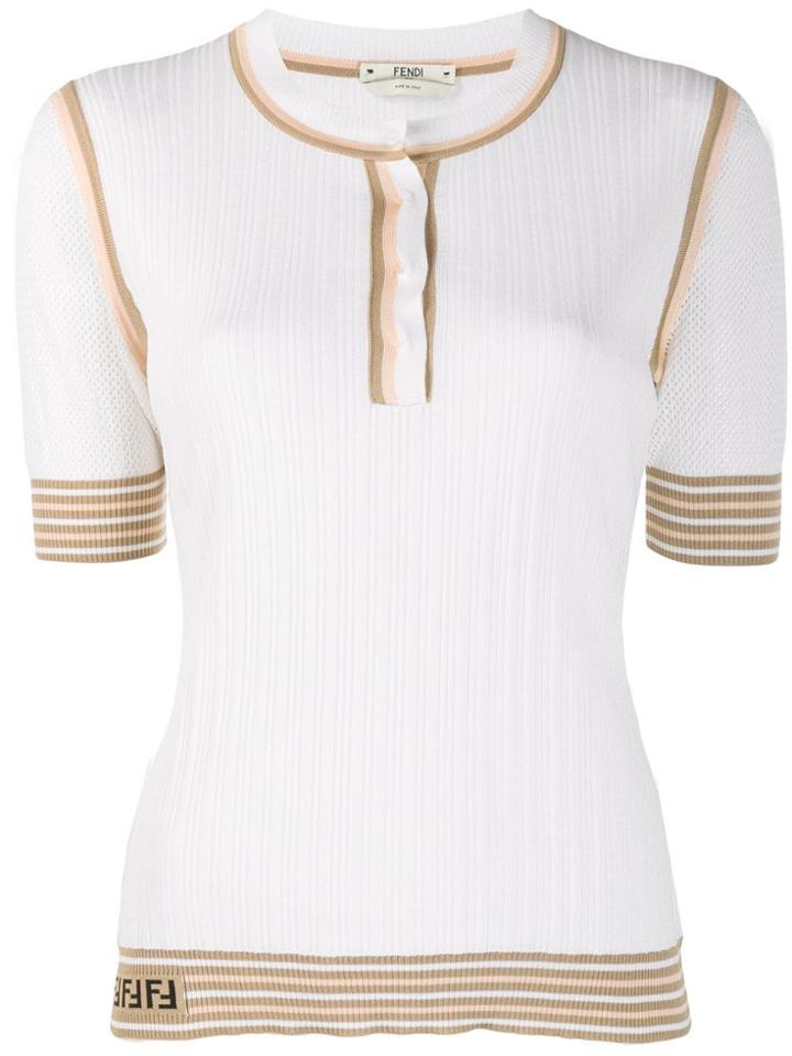 Fendi Stripe Trim Knitted Top - White