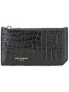 Saint Laurent 'paris 5 Fragments' Zip Pouch, Women's, Black, Calf Leather