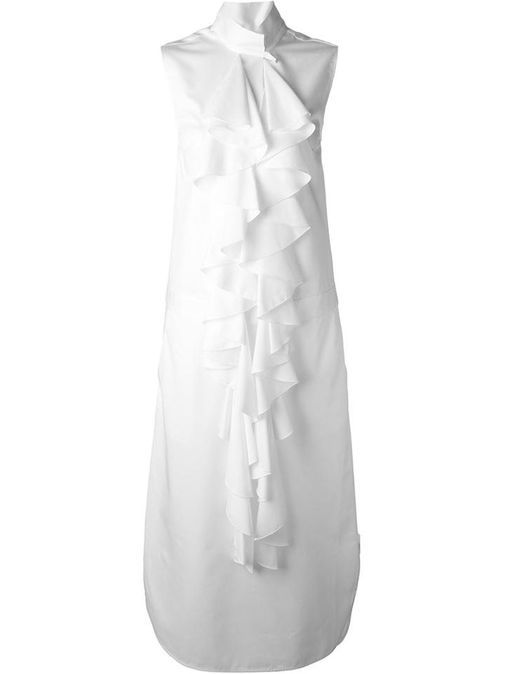 Ellery Long Ruffle Dress, Women's, Size: 8, White, Cotton