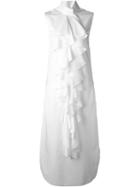 Ellery Long Ruffle Dress, Women's, Size: 8, White, Cotton