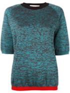 Marni Melange Short Sleeved Jumper, Women's, Size: 42, Blue, Nylon/polyester/viscose/virgin Wool